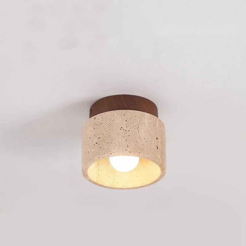 Recessed Travertine LED Chandelier Light – Elegant Natural Design with Soft Warm Glow and Metal Finish