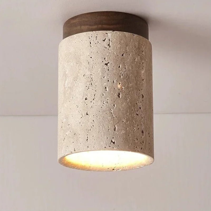 Recessed Travertine LED Chandelier Light – Elegant Natural Design with Soft Warm Glow and Metal Finish