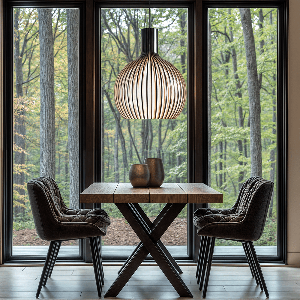 Rustic Wooden Cage Pendant Light – Adjustable Bamboo Hanging Light for Kitchen and Modern Interiors
