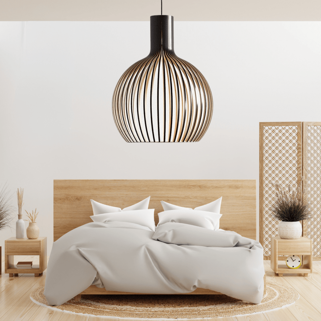Rustic Wooden Cage Pendant Light – Adjustable Bamboo Hanging Light for Kitchen and Modern Interiors