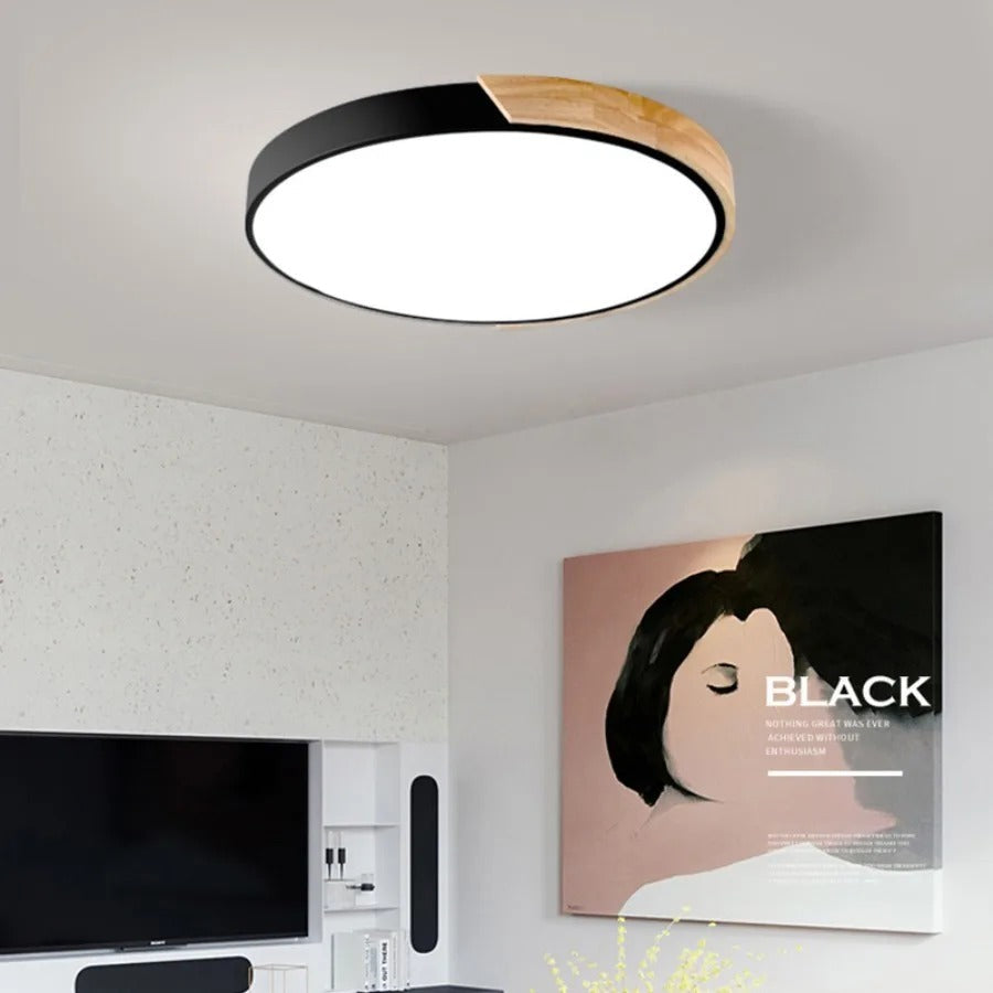 Scandinavian Ceiling Light with LED and Wooden Finish – Modern Macaron Design for Cozy Illumination