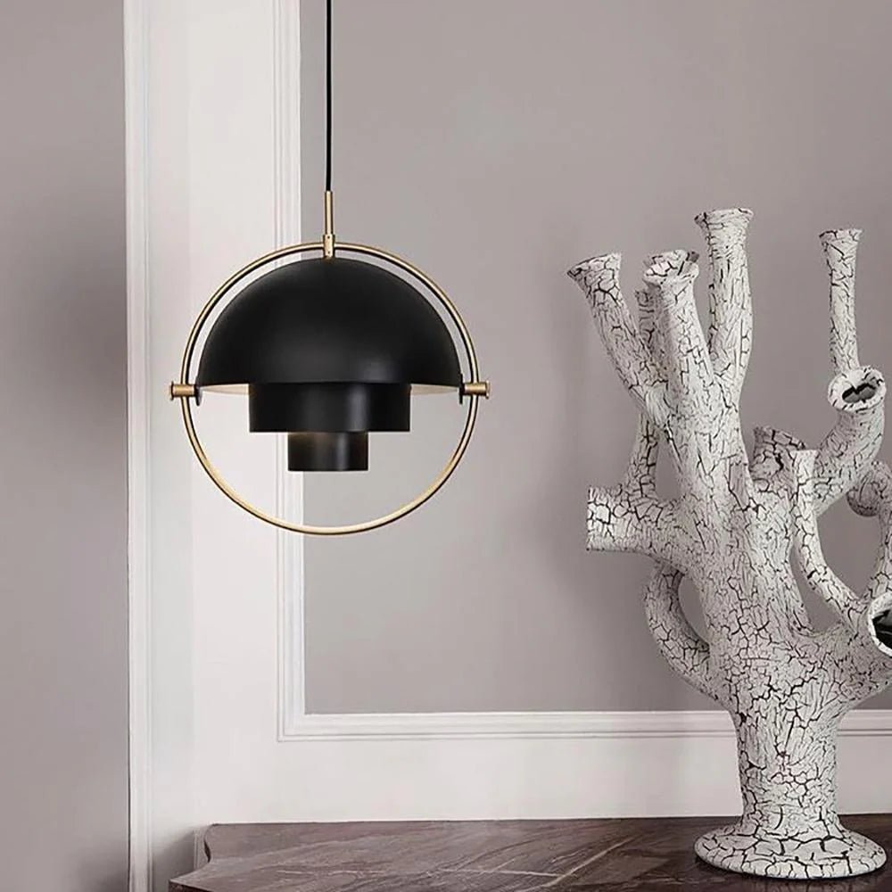 Scandinavian Multi-Tier Black Pendant Light – Elegant Kitchen Hanging Fixture with Layered Metal Shades