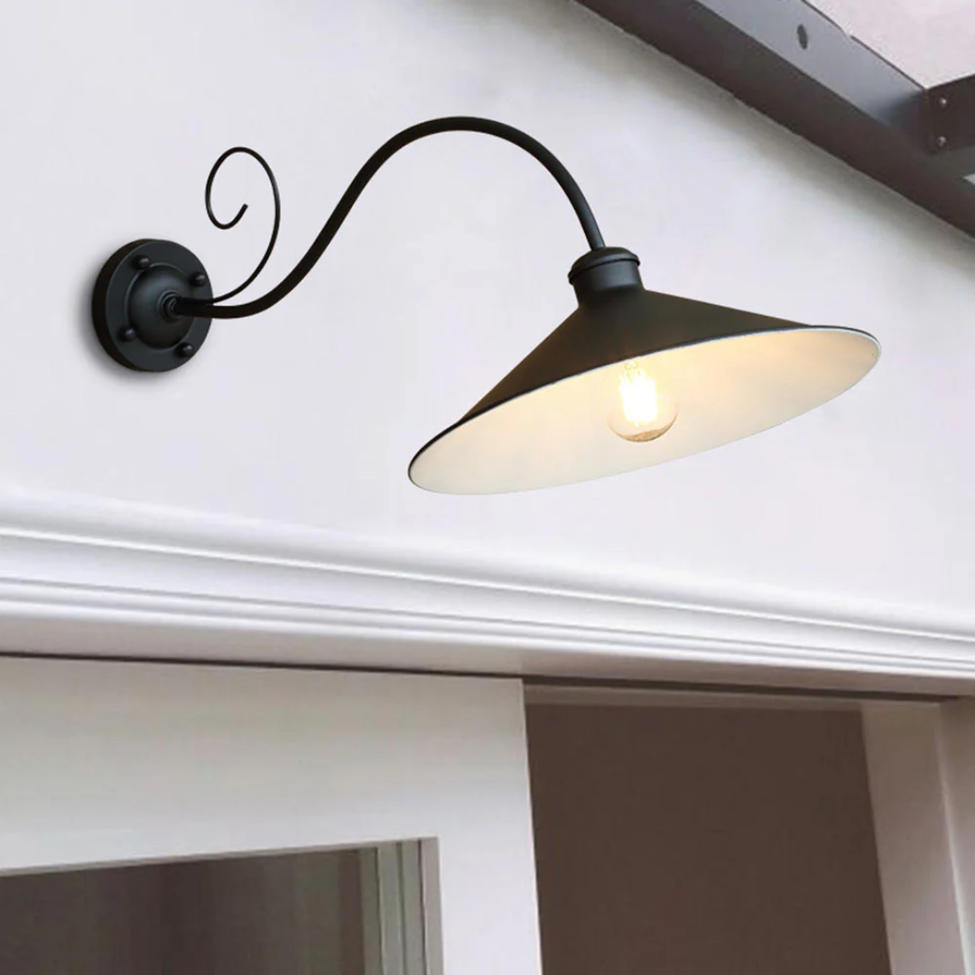 Vintage Black Outdoor Wall Lantern Light – Weatherproof LED Exterior Wall Light for Garden and Patio