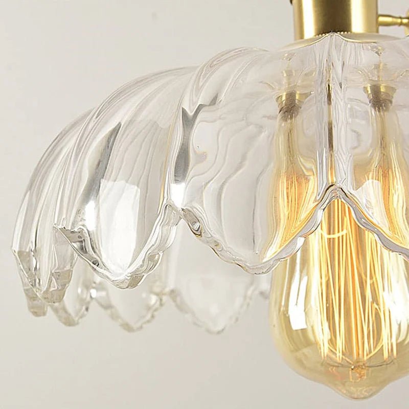 Vintage Floral Scalloped Glass Pendant Lamp – Victorian Style Kitchen Pendant Lighting with Adjustable Cable