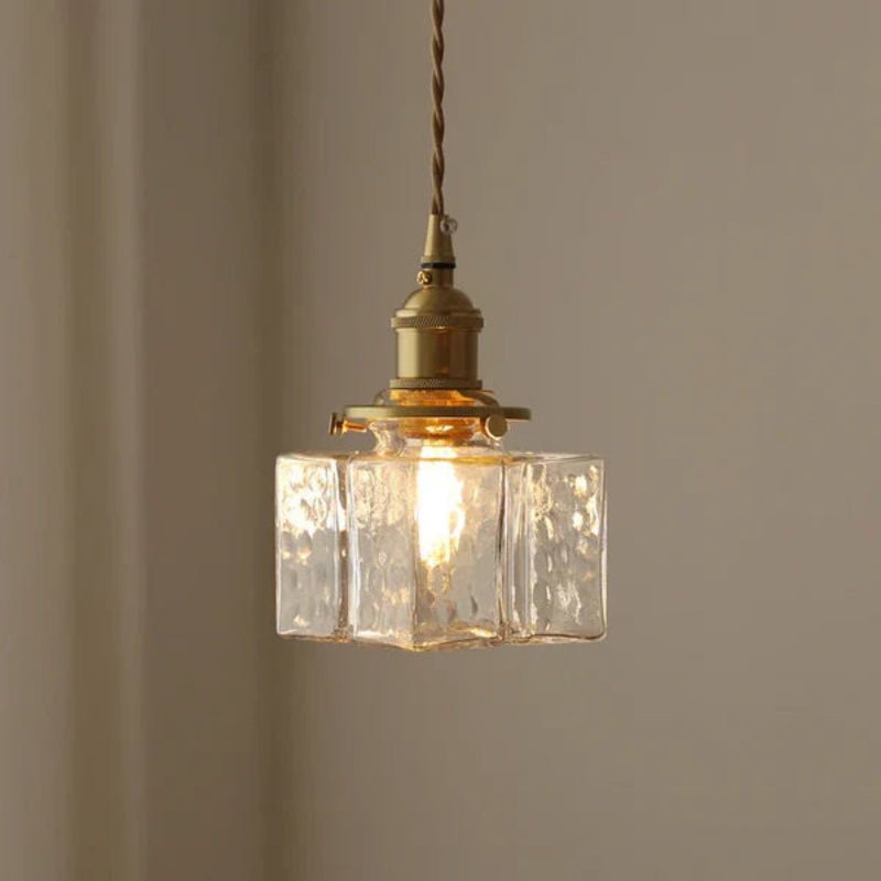 Vintage Glass Pendant Light with Copper Accents – Elegant Kitchen Pendant Lighting Fixture for Modern Interiors