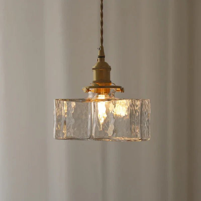 Vintage Glass Pendant Light with Copper Accents – Elegant Kitchen Pendant Lighting Fixture for Modern Interiors