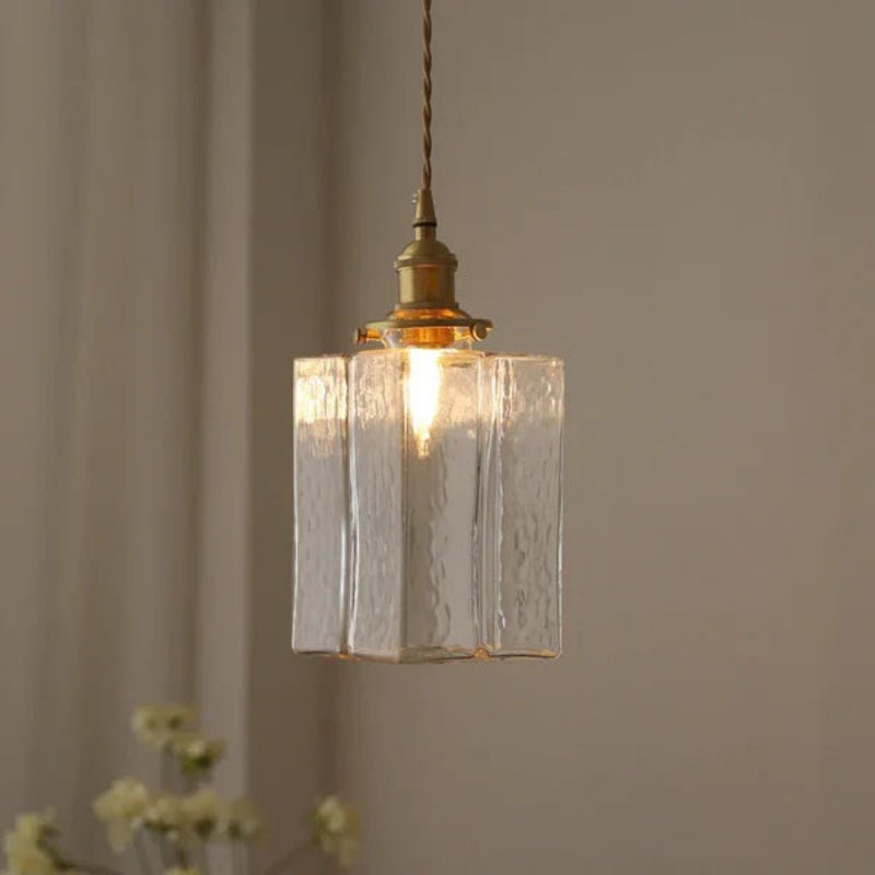 Vintage Glass Pendant Light with Copper Accents – Elegant Kitchen Pendant Lighting Fixture for Modern Interiors