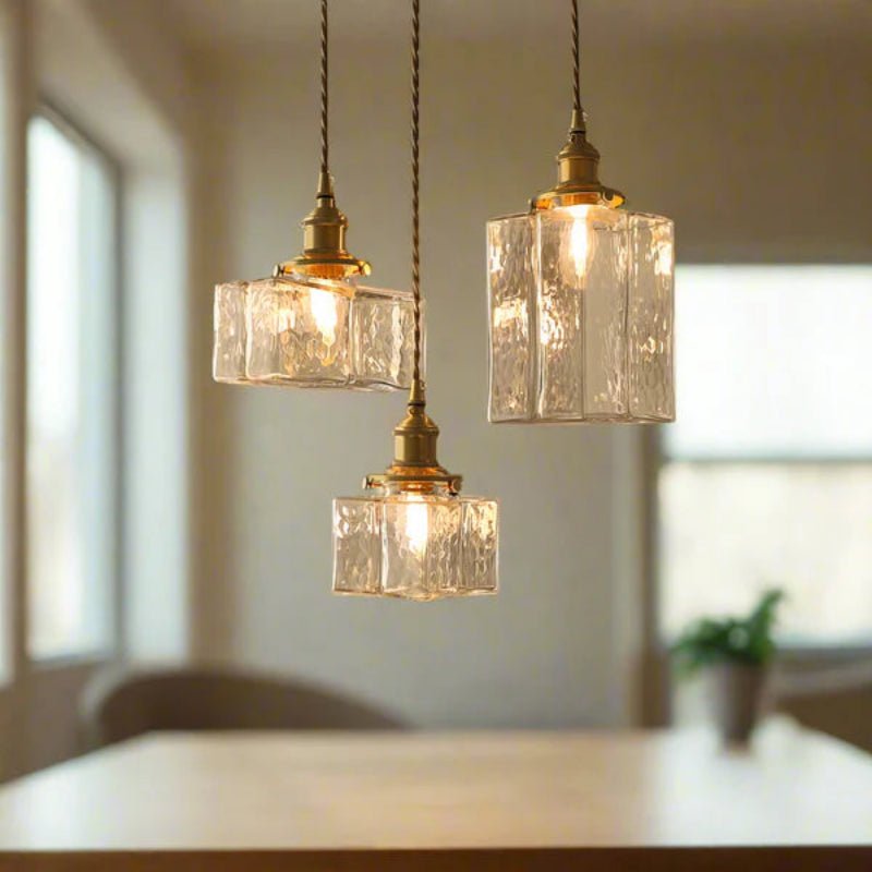 Vintage Glass Pendant Light with Copper Accents – Elegant Kitchen Pendant Lighting Fixture for Modern Interiors