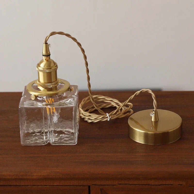 Vintage Glass Pendant Light with Copper Accents – Elegant Kitchen Pendant Lighting Fixture for Modern Interiors