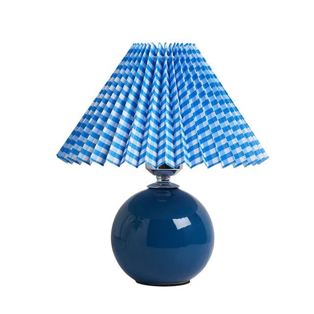 Vintage Pleated Table Lamp with Elegant Base – Soft Warm Lighting for Home Decor