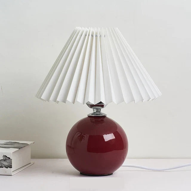 Vintage Pleated Table Lamp with Elegant Base – Soft Warm Lighting for Home Decor