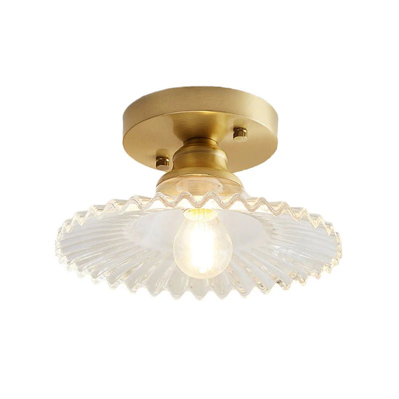 Vintage Ribbed Glass Ceiling Light Fixture – Semi-Flush Design for Dining Room and Modern Interiors