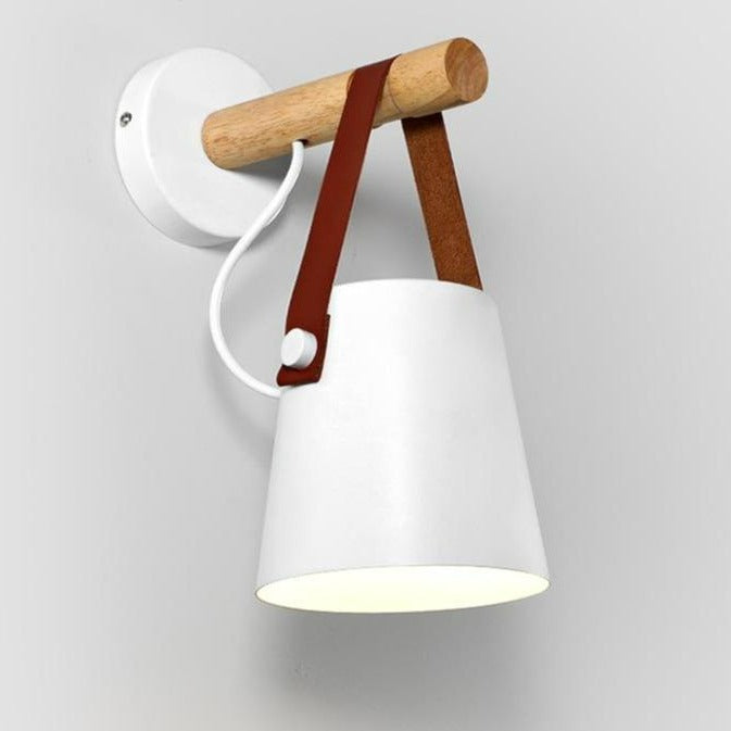 Wooden Nordic Wall Lamp – Minimalist Iron and Wood Sconce for Indoor Lighting – 38 cm Height