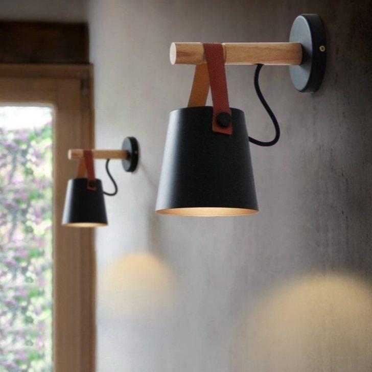 Wooden Nordic Wall Lamp – Minimalist Iron and Wood Sconce for Indoor Lighting – 38 cm Height