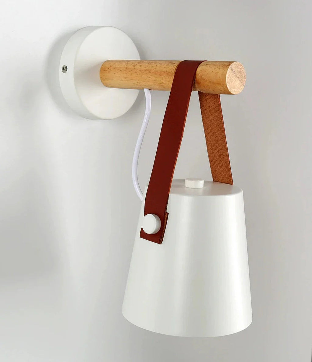 Wooden Nordic Wall Lamp – Minimalist Iron and Wood Sconce for Indoor Lighting – 38 cm Height