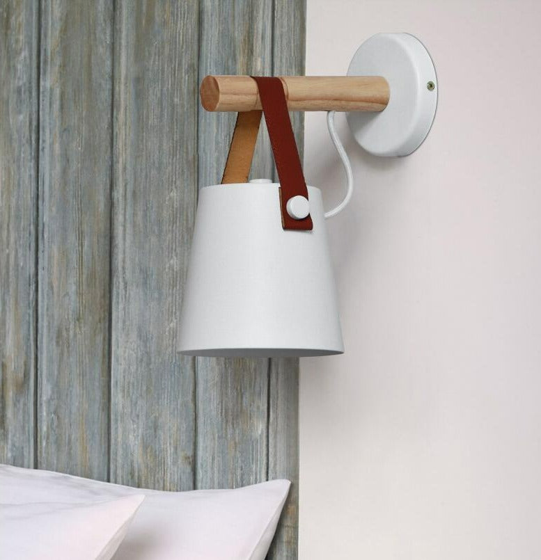Wooden Nordic Wall Lamp – Minimalist Iron and Wood Sconce for Indoor Lighting – 38 cm Height