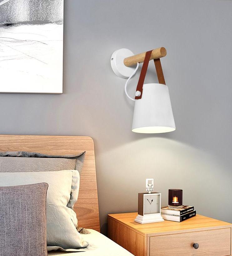 Wooden Nordic Wall Lamp – Minimalist Iron and Wood Sconce for Indoor Lighting – 38 cm Height